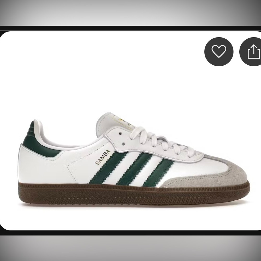 Adidas Samba White and Dark Green Sneakers